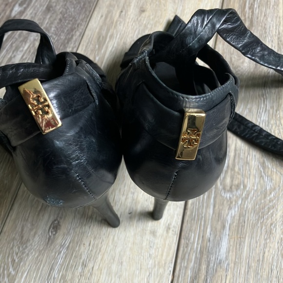 Tory Burch made in Brazil super soft, black leather lace up heels size 9 - Picture 5 of 7